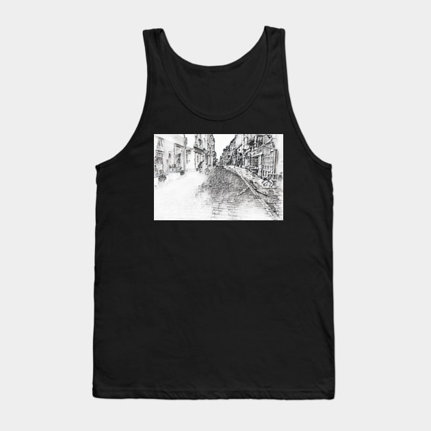 Cobbled street drawing of Whitby North Yorkshire Tank Top by stuartchard